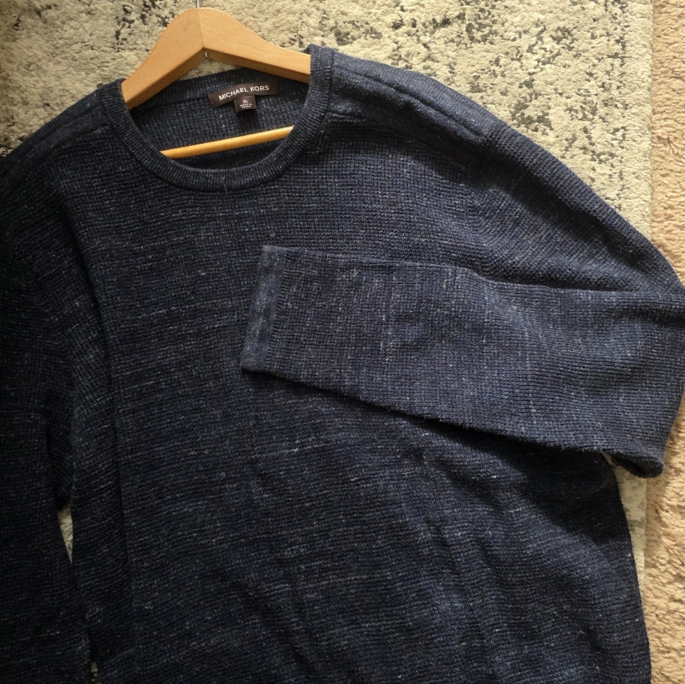 Michael Kors Crewneck Sweater Mwns XL Dark Blue Cotton Blend